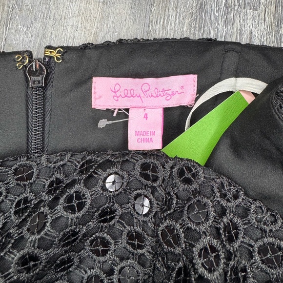 Lilly Pulitzer Abrianna Black Sequin Putting on The Glitz Mini Dress Size 4 - Picture 4 of 9
